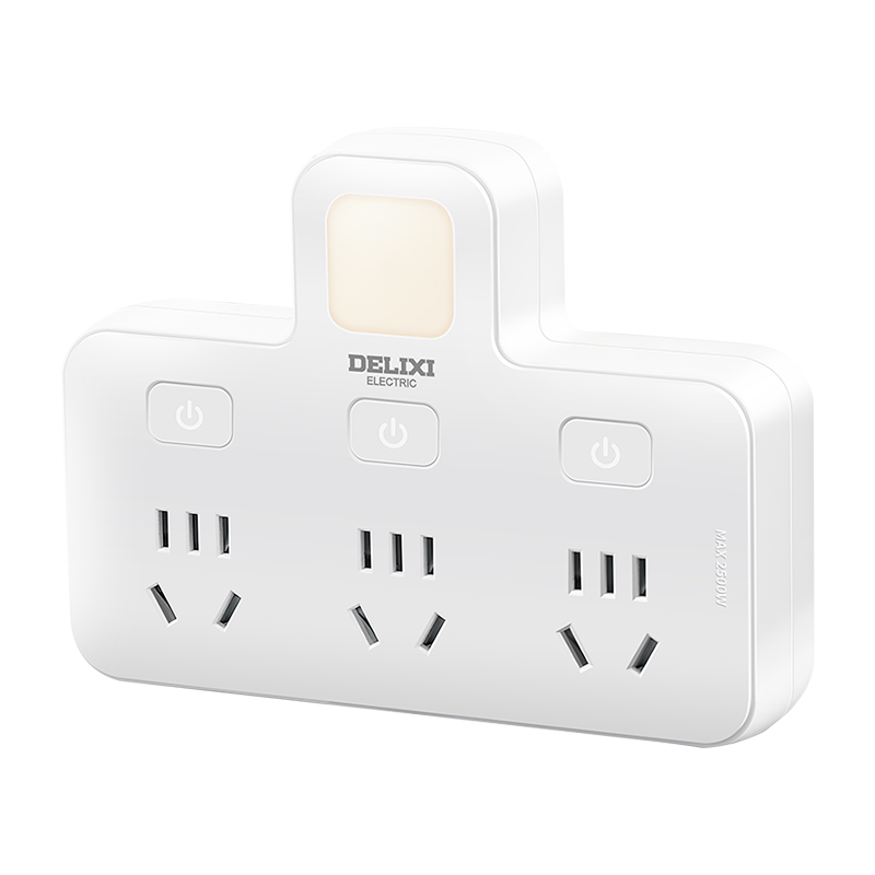 德力西CD98Z-B系列一转三分控品字形转换器带小夜灯 CD98Z-B3K3XD/P 白色